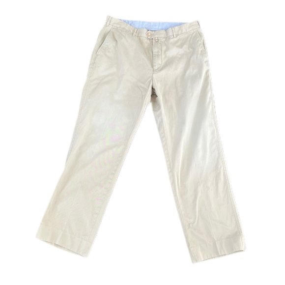 Faconnable Men's Khaki Cotton Chino Business Casual Pants | Size 38 - Picture 1 of 5